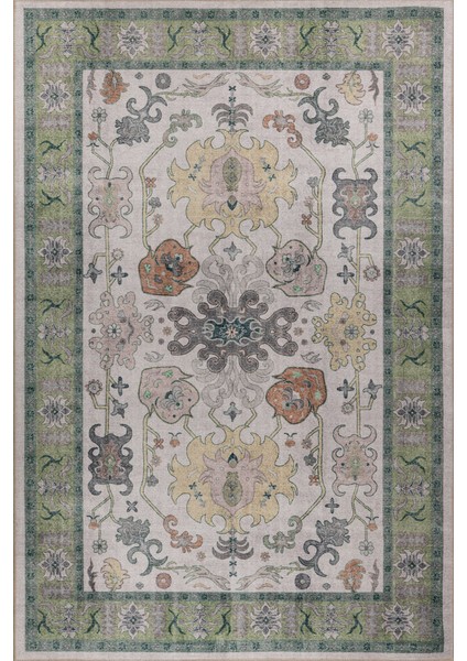 Macarelleta Çerçeveli Yeşil Polyester Kare Modern Desenli Pamuk Makinada Yıkanabilir Hav Toz Vermez Leke Tutmayan Kaymaz Taban Dijital Makine Baskı Salon Yolluk Mutfak Halı fiyatları