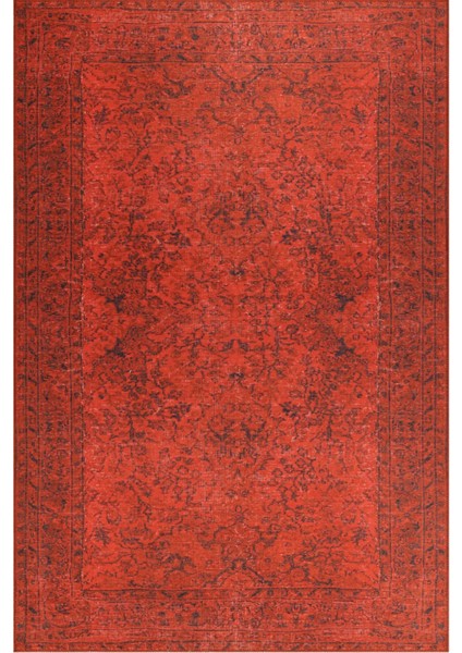 Armagh Klasik Kırmızı Polyester Daire Modern Desenli Pamuk Makinada Yıkanabilir Hav Toz Vermez Leke Tutmayan Kaymaz Taban Dijital Makine Baskı Salon Yolluk Mutfak Halı