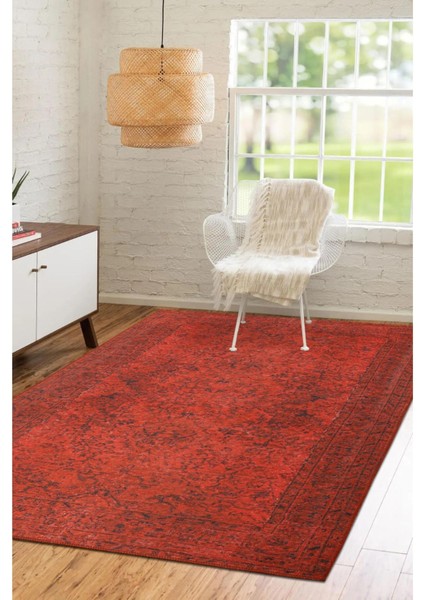 Armagh Klasik Kırmızı Polyester Dikdörtgen Modern Desenli Pamuk Makinada Yıkanabilir Hav Toz Vermez Leke Tutmayan Kaymaz Taban Dijital Makine Baskı Salon Yolluk Mutfak Halı fırsatları
