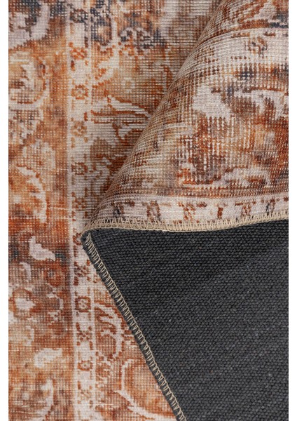 Cape Vidal Eskitme Turuncu Polyester Dikdörtgen Modern Desenli Pamuk Makinada Yıkanabilir Hav Toz Vermez Leke Tutmayan Kaymaz Taban Dijital Makine Baskı Salon Yolluk Mutfak Halı fırsatları