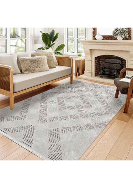 Geometrik Krem Pamuk Dikdörtgen Modern Desenli Pamuk Makinada Yıkanabilir Hav Toz Vermez Leke Tutmayan Kaymaz Taban Dijital Makine Baskı Salon Yolluk Mutfak Halı fiyatları