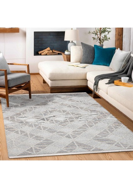 Geometrik Krem Pamuk Dikdörtgen Modern Desenli Pamuk Makinada Yıkanabilir Hav Toz Vermez Leke Tutmayan Kaymaz Taban Dijital Makine Baskı Salon Yolluk Mutfak Halı fırsatları