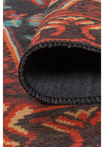 Saumur Çiçekli Kırmızı Polyester Daire Modern Desenli Pamuk Makinada Yıkanabilir Hav Toz Vermez Leke Tutmayan Kaymaz Taban Dijital Makine Baskı Salon Yolluk Mutfak Halı indirimleri