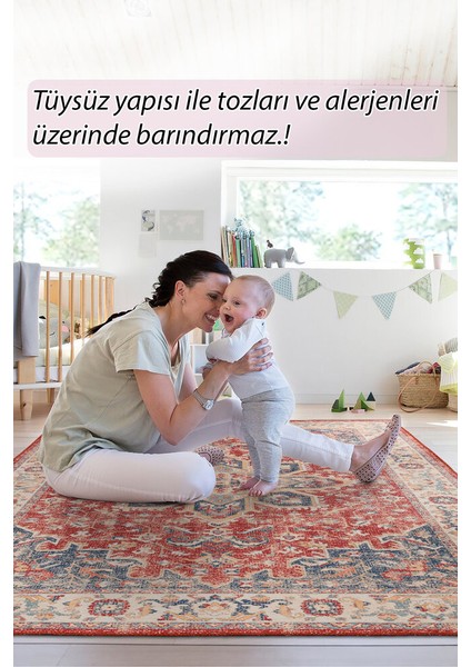 Diani Klasik Kırmızı Polyester Dikdörtgen Modern Desenli Pamuk Makinada Yıkanabilir Hav Toz Vermez Leke Tutmayan Kaymaz Taban Dijital Makine Baskı Salon Yolluk Mutfak Halı modelleri