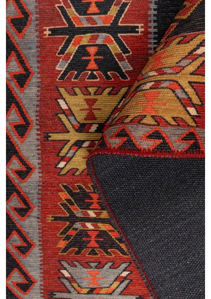 Gamboa Klasik Kırmızı Polyester Dikdörtgen Modern Desenli Pamuk Makinada Yıkanabilir Hav Toz Vermez Leke Tutmayan Kaymaz Taban Dijital Makine Baskı Salon Yolluk Mutfak Halı fırsatları