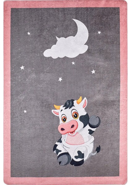 Cangsa Figürlü Gri Polyester Dikdörtgen Modern Desenli Pamuk Makinada Yıkanabilir Hav Toz Vermez Leke Tutmayan Kaymaz Taban Dijital Makine Baskı Salon Yolluk Mutfak Halı