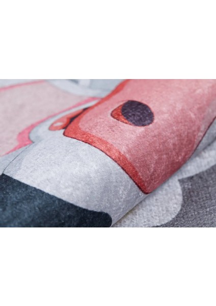 Cangsa Figürlü Gri Polyester Dikdörtgen Modern Desenli Pamuk Makinada Yıkanabilir Hav Toz Vermez Leke Tutmayan Kaymaz Taban Dijital Makine Baskı Salon Yolluk Mutfak Halı fırsatları