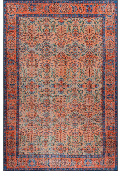 Plettenberg Çerçeveli Turuncu Polyester Kare Modern Desenli Pamuk Makinada Yıkanabilir Hav Toz Vermez Leke Tutmayan Kaymaz Taban Dijital Makine Baskı Salon Yolluk Mutfak Halı fiyatları