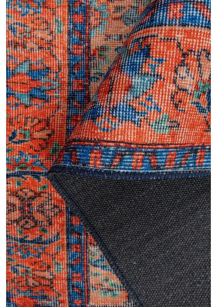 Plettenberg Çerçeveli Turuncu Polyester Kare Modern Desenli Pamuk Makinada Yıkanabilir Hav Toz Vermez Leke Tutmayan Kaymaz Taban Dijital Makine Baskı Salon Yolluk Mutfak Halı fırsatları