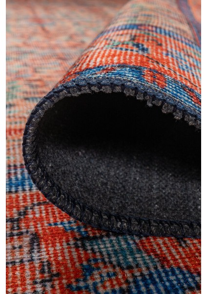 Plettenberg Çerçeveli Turuncu Polyester Kare Modern Desenli Pamuk Makinada Yıkanabilir Hav Toz Vermez Leke Tutmayan Kaymaz Taban Dijital Makine Baskı Salon Yolluk Mutfak Halı indirimleri