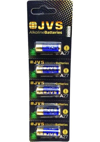 JVS A27 LR27 12V ARAÇ KUMANDA PİLİ 5Lİ KART (4915)
