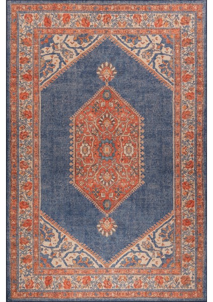 Durdle Door Klasik Lacivert Polyester Daire Modern Desenli Pamuk Makinada Yıkanabilir Hav Toz Vermez Leke Tutmayan Kaymaz Taban Dijital Makine Baskı Salon Yolluk Mutfak Halı fiyatları