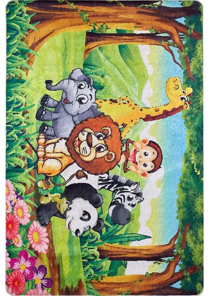 Castellon Figürlü Mavi Pamuk Dikdörtgen Modern Desenli Pamuk Makinada Yıkanabilir Hav Toz Vermez Leke Tutmayan Kaymaz Taban Dijital Makine Baskı Salon Yolluk Mutfak Halı