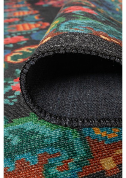 Cala Salada Çiçekli Mavi Polyester Dikdörtgen Modern Desenli Pamuk Makinada Yıkanabilir Hav Toz Vermez Leke Tutmayan Kaymaz Taban Dijital Makine Baskı Salon Yolluk Mutfak Halı indirimleri