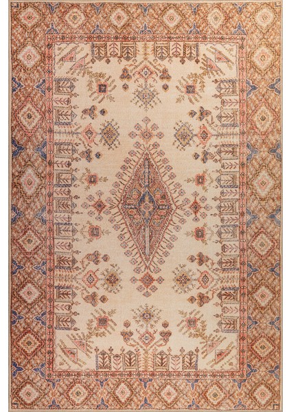 Nacala Klasik Krem Polyester Dikdörtgen Modern Desenli Pamuk Makinada Yıkanabilir Hav Toz Vermez Leke Tutmayan Kaymaz Taban Dijital Makine Baskı Salon Yolluk Mutfak Halı fiyatları