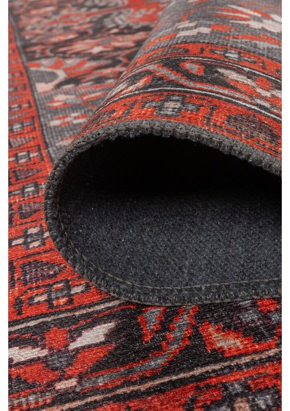 Nosy Be Klasik Kırmızı Polyester Daire Modern Desenli Pamuk Makinada Yıkanabilir Hav Toz Vermez Leke Tutmayan Kaymaz Taban Dijital Makine Baskı Salon Yolluk Mutfak Halı indirimleri