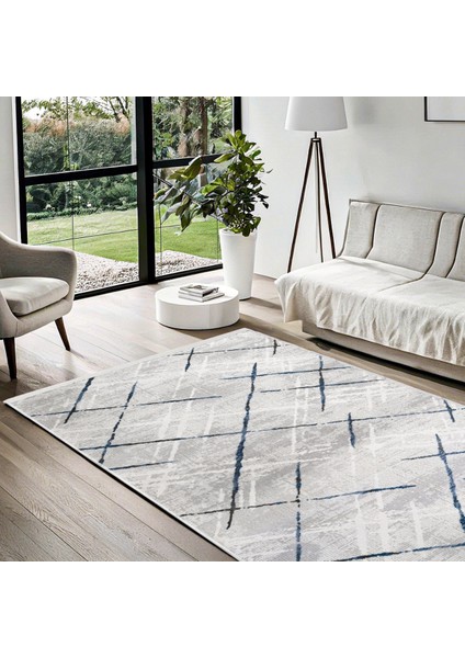 Gri Çizgili Etnik Modern Desenli Pamuk Makinada Yıkanabilir Hav Toz Vermez Leke Tutmayan Kaymaz Taban Dijital Makine Baskı Salon Yolluk Mutfak Halı fırsatları