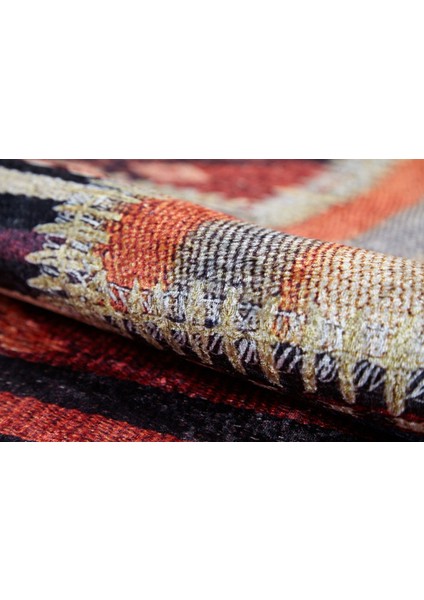 Blonie Bordo Patchwork Etnik Modern Desenli Makinada Yıkanabilir Hav Toz Vermez Leke Tutmayan Kaymaz Taban Dijital Makine Baskı Salon Yolluk Mutfak Halı indirimleri