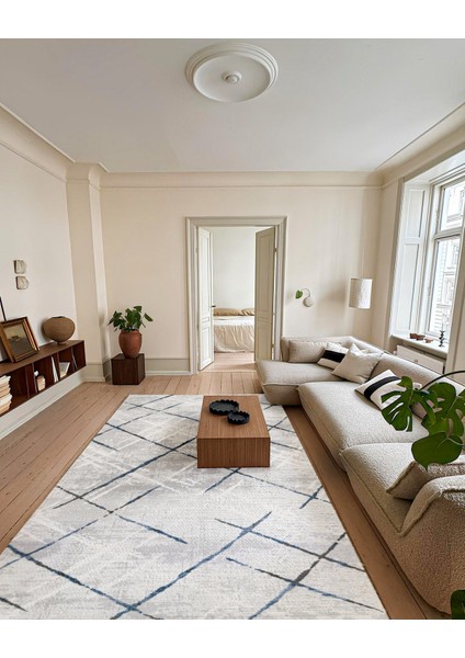 Gri Çizgili Etnik Modern Desenli Pamuk Makinada Yıkanabilir Hav Toz Vermez Leke Tutmayan Kaymaz Taban Dijital Makine Baskı Salon Yolluk Mutfak Halı fiyatları