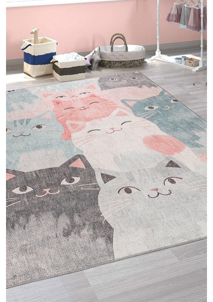 Praia Do Tofo Figürlü Mavi Polyester Kare Modern Desenli Pamuk Makinada Yıkanabilir Hav Toz Vermez Leke Tutmayan Kaymaz Taban Dijital Makine Baskı Salon Yolluk Mutfak Halı