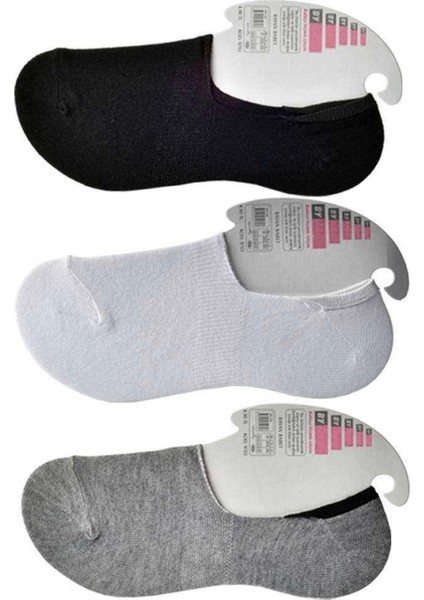 Siyah Gri ve Beyaz Kadın Babet Çorap 15 Çift modelleri