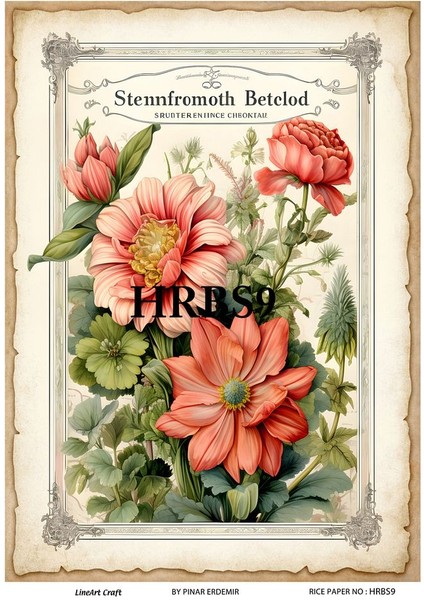 Hrbs9 Vintage Çiçekler 29*42 cm Pirinç Dekopaj