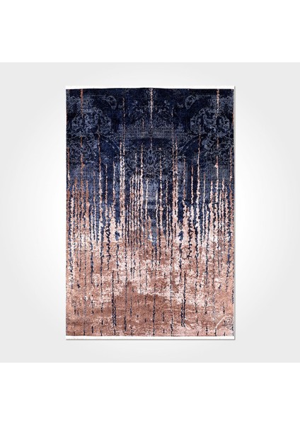 Brooklyn Çizgili Lacivert Polyester Dikdörtgen Modern Desenli Pamuk Makinada Yıkanabilir Hav Toz Vermez Leke Tutmayan Kaymaz Taban Dijital Makine Baskı Salon Yolluk Mutfak Halı