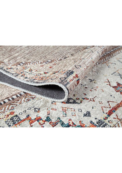 Trzebinia Kahverengi Modern Etnik Desenli Makinada Yıkanabilir Hav Toz Vermez Leke Tutmayan Kaymaz Taban Dijital Makine Baskı Salon Yolluk Mutfak Halı indirimleri