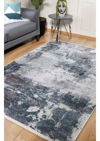 Voljski Gri Modern Etnik Desenli Pamuk Makinada Yıkanabilir Hav Toz Vermez Leke Tutmayan Kaymaz Taban Dijital Makine Baskı Salon Yolluk Mutfak Halı modelleri