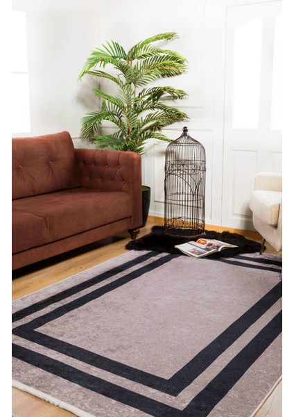 Krasnogorsk Siyah Çerçeveli Etnik Modern Desenli Makinada Yıkanabilir Hav Toz Vermez Leke Tutmayan Kaymaz Taban Dijital Makine Baskı Salon Yolluk Mutfak Halı fırsatları