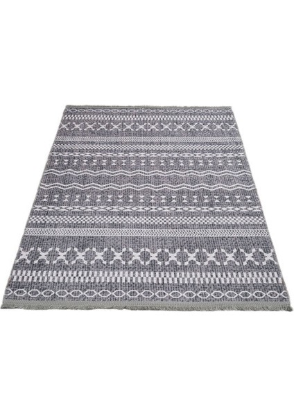 Rotterdam Etnik Gri Polyester Dikdörtgen Modern Desenli Pamuk Makinada Yıkanabilir Hav Toz Vermez Leke Tutmayan Kaymaz Taban Dijital Makine Baskı Salon Yolluk Mutfak Halı modelleri