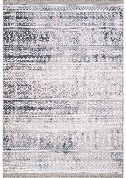 Ajdovscina Geometrik Gri Pamuk Dikdörtgen Modern Desenli Pamuk Makinada Yıkanabilir Hav Toz Vermez Leke Tutmayan Kaymaz Taban Dijital Makine Baskı Salon Yolluk Mutfak Halı