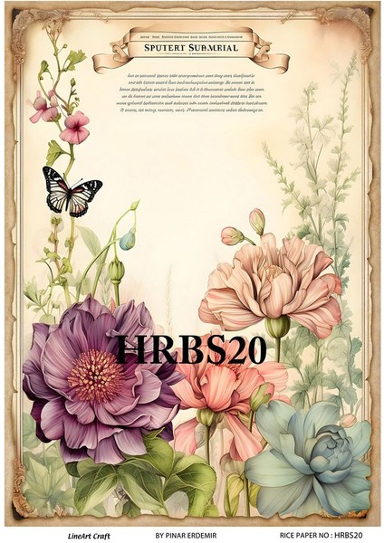HRBS20 Vintage Çiçekler 29*42 cm Pirinç Dekopaj