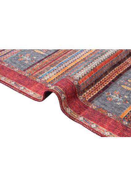 Almere Etnik Kırmızı Polyester Dikdörtgen Modern Desenli Pamuk Makinada Yıkanabilir Hav Toz Vermez Leke Tutmayan Kaymaz Taban Dijital Makine Baskı Salon Yolluk Mutfak Halı fırsatları