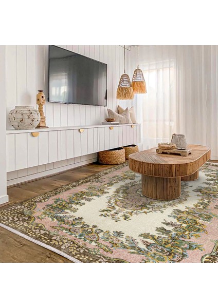 Kahverengi Klasik Etnik Modern Desenli Pamuk Makinada Yıkanabilir Hav Toz Vermez Leke Tutmayan Kaymaz Taban Dijital Makine Baskı Salon Yolluk Mutfak Halı fırsatları