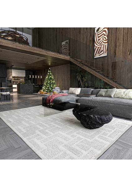 Krem Geometrik Etnik Modern Desenli Pamuk Makinada Yıkanabilir Hav Toz Vermez Leke Tutmayan Kaymaz Taban Dijital Makine Baskı Salon Yolluk Mutfak Halı modelleri