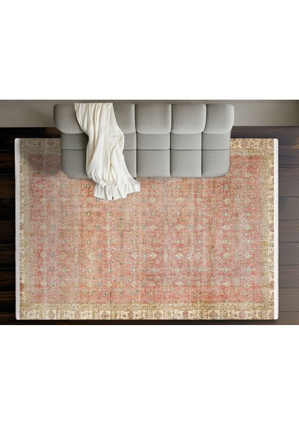 Kırmızı Çerçeveli Etnik Modern Desenli Pamuk Makinada Yıkanabilir Hav Toz Vermez Leke Tutmayan Kaymaz Taban Dijital Makine Baskı Salon Yolluk Mutfak Halı fiyatları
