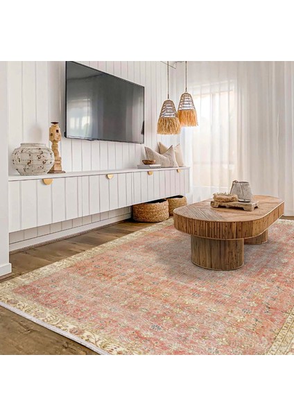 Kırmızı Çerçeveli Etnik Modern Desenli Pamuk Makinada Yıkanabilir Hav Toz Vermez Leke Tutmayan Kaymaz Taban Dijital Makine Baskı Salon Yolluk Mutfak Halı modelleri