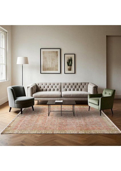 Kırmızı Çerçeveli Etnik Modern Desenli Pamuk Makinada Yıkanabilir Hav Toz Vermez Leke Tutmayan Kaymaz Taban Dijital Makine Baskı Salon Yolluk Mutfak Halı fırsatları