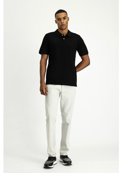 Polo Yaka Regular Fit Nakışlı Pamuk Tişört