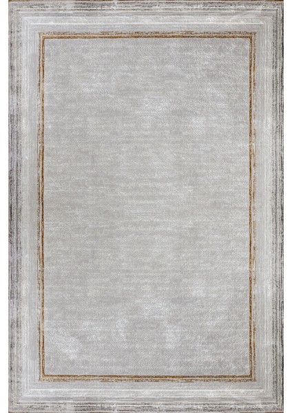 Gri Çerçeveli Etnik Modern Desenli Pamuk Makinada Yıkanabilir Hav Toz Vermez Leke Tutmayan Kaymaz Taban Dijital Makine Baskı Salon Yolluk Mutfak Halı