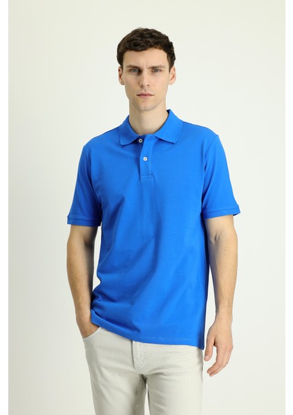 Polo Yaka Regular Fit Nakışlı Pamuk Tişört