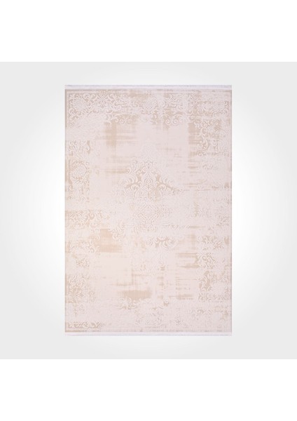 Nicole Çerçeveli Krem Akrilik Dikdörtgen Modern Desenli Akrilik Hav Vermeyen Leke Tutmayan Kolay Temizlenen Yumuşak Makine Salon Yolluk Mutfak Halı