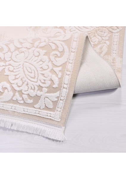 Nicole Çerçeveli Krem Akrilik Dikdörtgen Modern Desenli Akrilik Hav Vermeyen Leke Tutmayan Kolay Temizlenen Yumuşak Makine Salon Yolluk Mutfak Halı modelleri