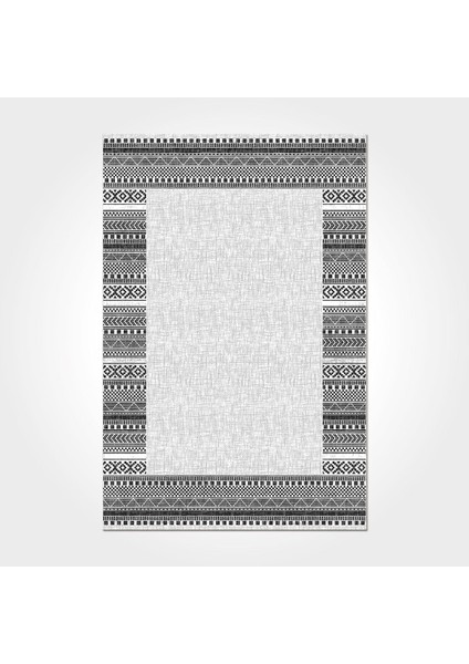 Katalina Çerçeveli Gri Pamuk Dikdörtgen Modern Desenli Akrilik Hav Vermeyen Leke Tutmayan Kolay Temizlenen Yumuşak Makine Salon Yolluk Mutfak Halı