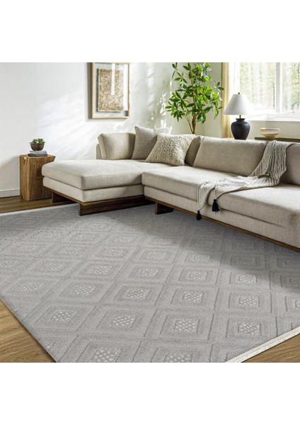 Gri Geometrik Etnik Modern Desenli Pamuk Makinada Yıkanabilir Hav Toz Vermez Leke Tutmayan Kaymaz Taban Dijital Makine Baskı Salon Yolluk Mutfak Halı modelleri