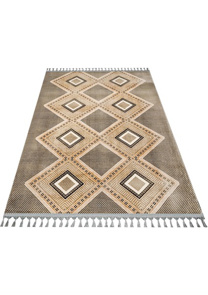 Pranavi Bej Geometrik Etnik Modern Desenli Bambu Makinada Yıkanabilir Hav Toz Vermez Leke Tutmayan Kaymaz Taban Dijital Makine Baskı Salon Yolluk Mutfak Halı fiyatları