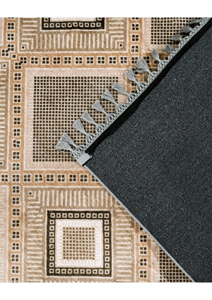 Pranavi Bej Geometrik Etnik Modern Desenli Bambu Makinada Yıkanabilir Hav Toz Vermez Leke Tutmayan Kaymaz Taban Dijital Makine Baskı Salon Yolluk Mutfak Halı modelleri