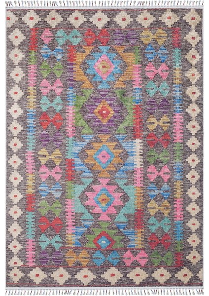 Lomianki Pembe Göbekli Etnik Modern Desenli Pamuk Makinada Yıkanabilir Hav Toz Vermez Leke Tutmayan Kaymaz Taban Dijital Makine Baskı Salon Yolluk Mutfak Halı