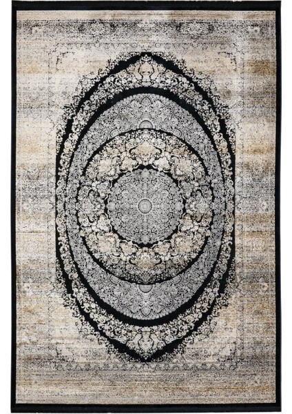 Klasik Lacivert Viskon Dikdörtgen Modern Desenli Akrilik Hav Vermeyen Leke Tutmayan Kolay Temizlenen Yumuşak Makine Salon Yolluk Mutfak Halı